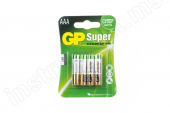 GP Батарейки алкалиновые Super G-Tech AAA LR03 1.5В, 4 шт