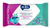 Aura tropic cocktail антибактериальные влажные салфетки 15 шт в ассортименте