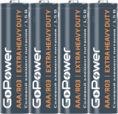 GOPOWER (НАБОР 4шт) ААА R03 солевые батарейки. шринк