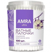 Amra ватные палочки в банке цилиндр 100 шт