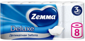 Zemma туалетная бумага deluxe 3 х слойная белая 8 шт