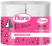 Туалетная бумага FLORA  2-х слойная, 12,5м. 4рул. Лесные ягоды