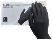 GLOVES Перчатки нитриловые текстурированные 50 пар (размер S) черные