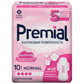 Premial прокладки женские гигиенические с крылышками normal wings хлопковая поверхность 10 шт