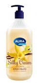 Aura крем мыло шелк и ваниль silky cream флакон дозатор 1000 мл