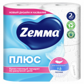 Zemma туалетная бумага плюс 2 х слойная белая 4 шт