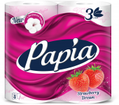 Туалетная бумага Papia «Клубника», 3 слоя, 4 шт.