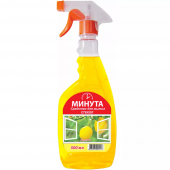 Минута средство для мытья стёкол лимон 0,5 л с курком