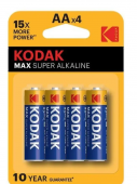 KODAK (НАБОР 4шт) MAX батарейки AA LR6 алкалин. блистер