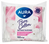 Aura ватные палочки 100 шт п/э пакет