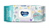 Aura ultra comfort влажные салфетки для детей 200 шт с крышкой